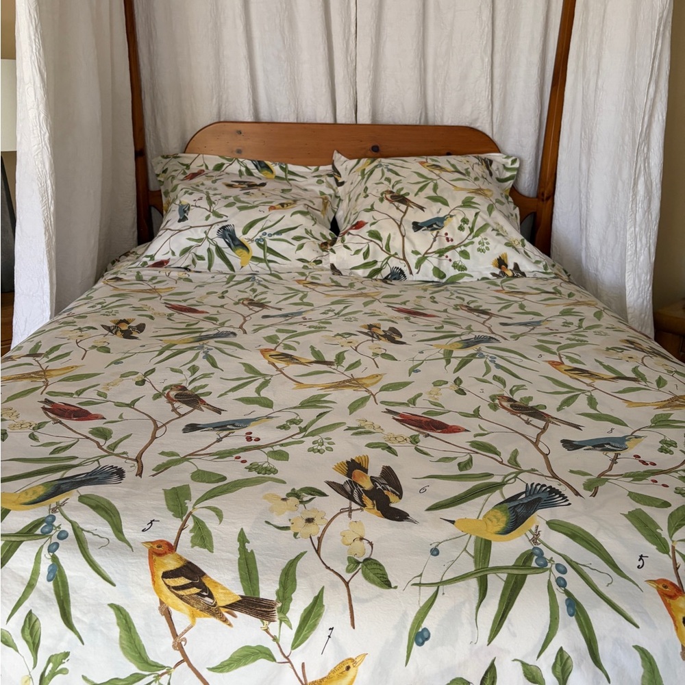 Pottery Barn Spring Sparrow Print Duvet Cover Set